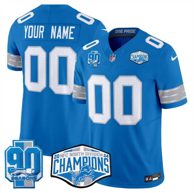 Men & Women & Youth Detroit Lions Active Player Custom Blue 2024 NFC North Champions 90th Anniversary Patch F.U.S.E. Vapor Limited Stitched Jersey,We sell and wholesale Men & Women & Youth Detroit Lions Active Player Custom Blue 2024 NFC North Champions 90th Anniversary Patch F.U.S.E. Vapor Limited Stitched Jersey on line form chian!